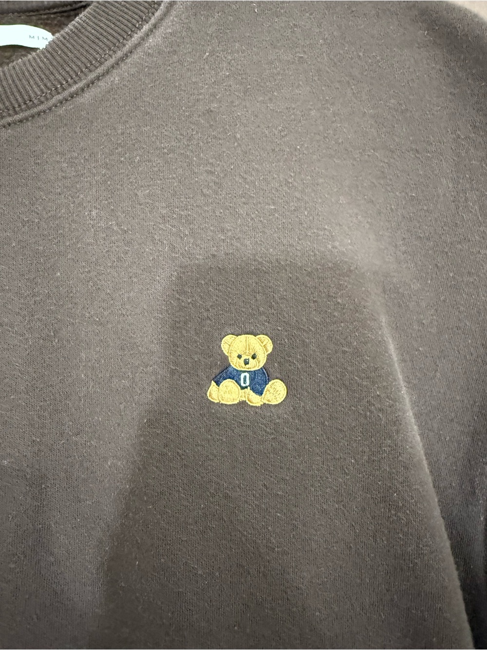 OAK + FORT Brown Crewneck with Teddy Detail - Picture 2 of 5